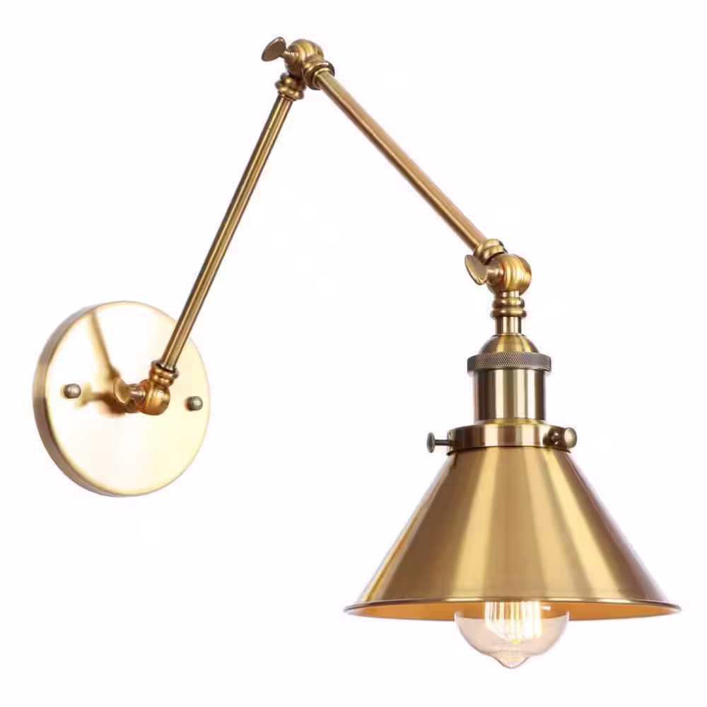 aiwen 1-Light Brass Sconce Vintage Industrial Wall Lamp with Swing Arm
