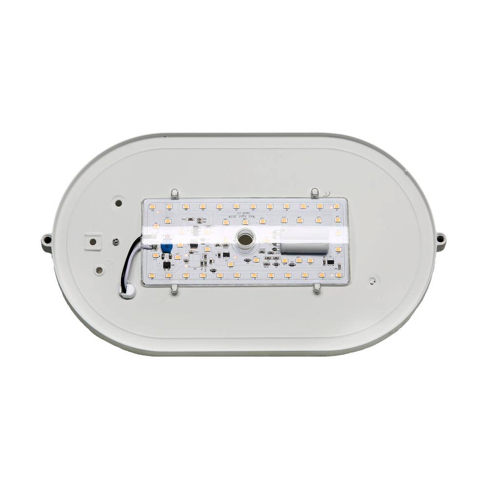 SATCO Nuvo 10.88 in. x 6.13 in. White Hardwired Integrated LED Bulkhead Light with White Glass Shade