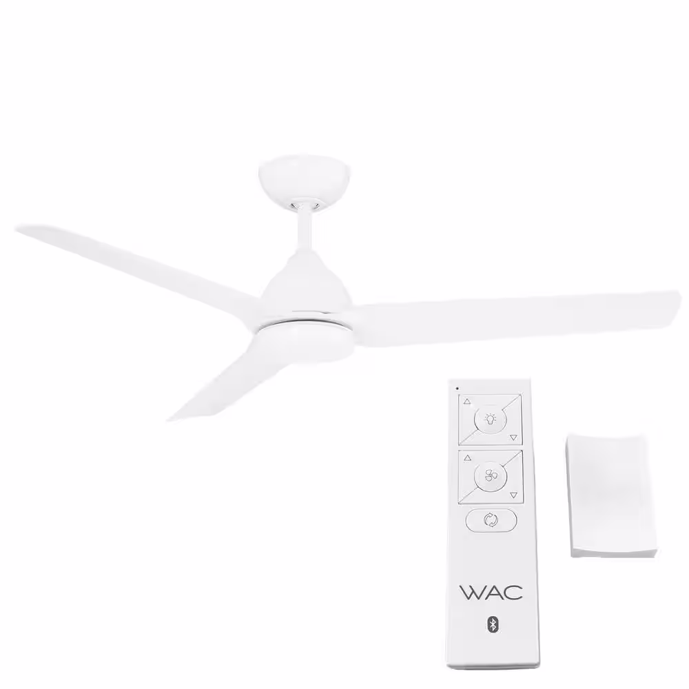 WAC Lighting Mocha 54 in. Indoor/Outdoor Matte White 3-Blade Smart Compatible Ceiling Fan with Remote Control