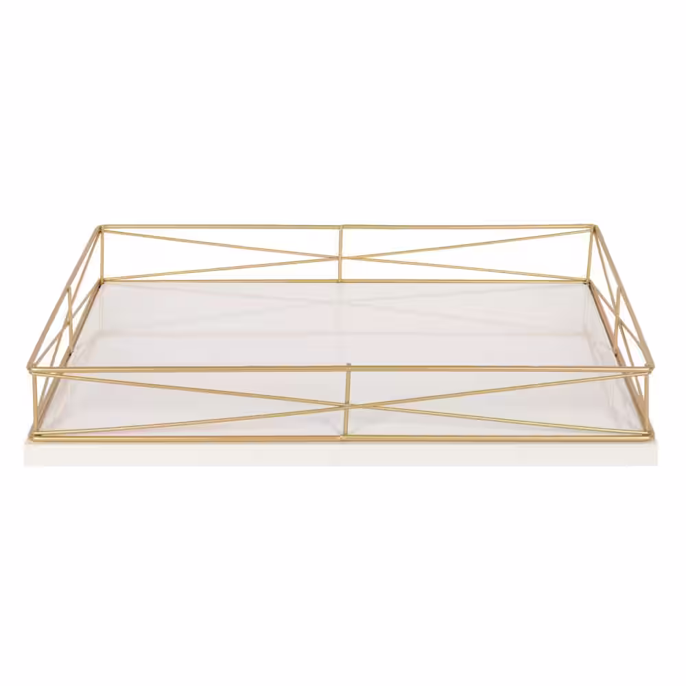 Kate and Laurel Mendel White/Gold Decorative Tray