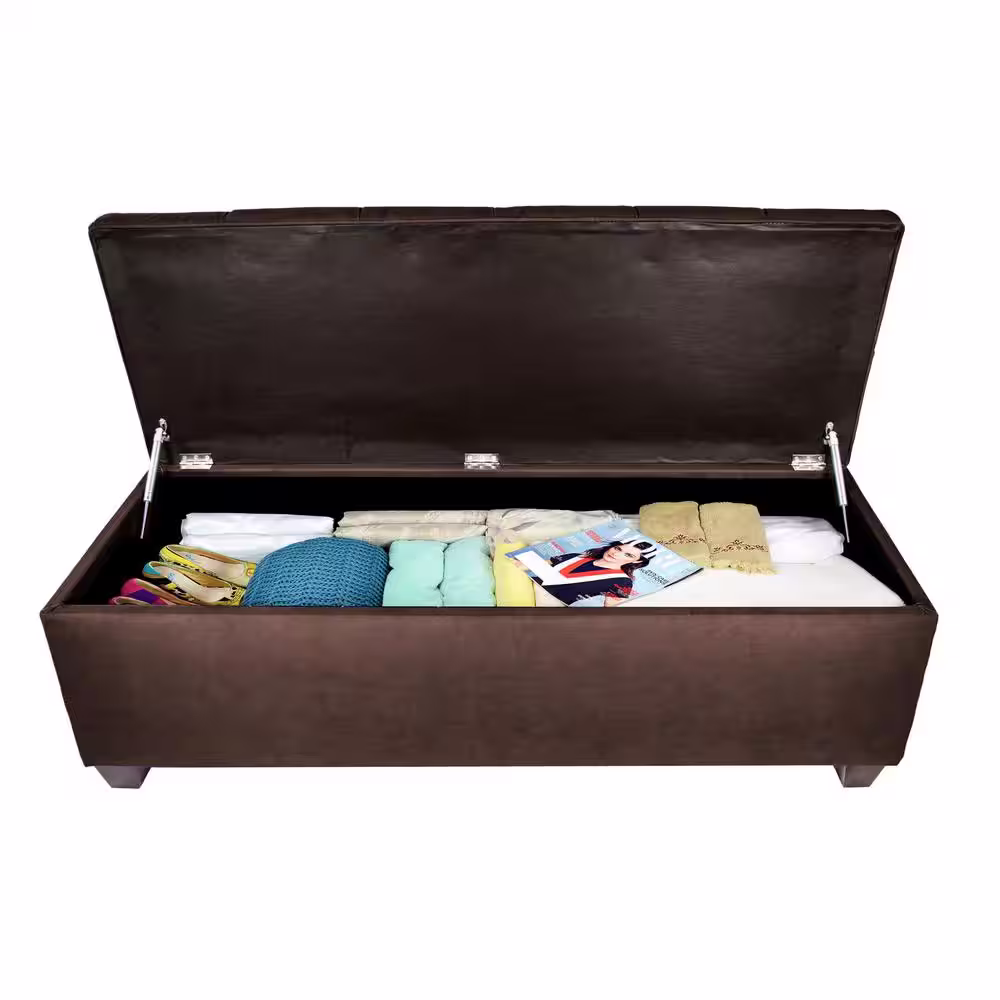 MJL Furniture Designs Sean Obsession Java Diamond Tufted Large Storage Bench