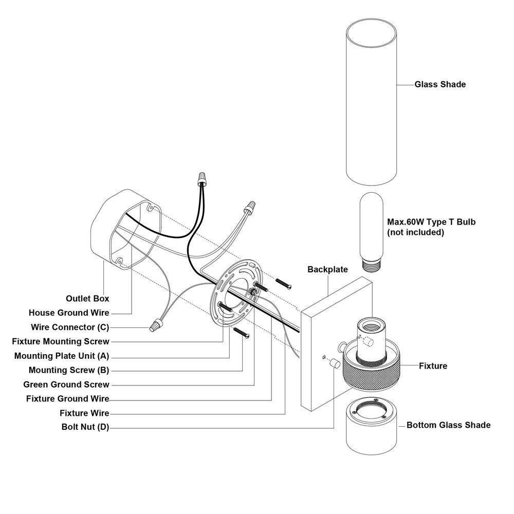 VAXCEL Bari 1-Light Satin Brass Contemporary Wall Sconce with Clear Cylinder Glass