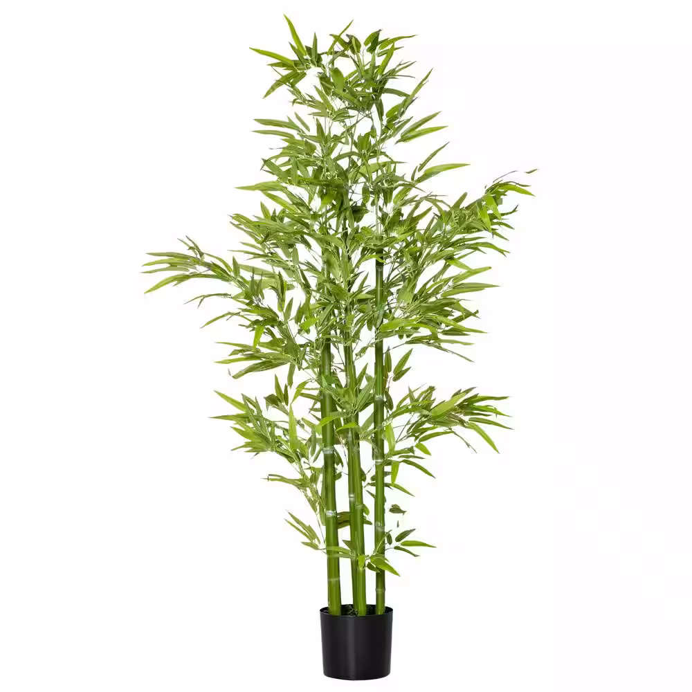 HOMCOM 5 ft. Artificial Green Bamboo Tree in Pot