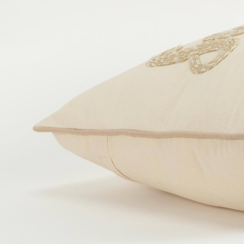 Rizzy Home Harvest Ivory/Natural Sentiment Cotton Poly Filled Decorative 20 in. x 20 in. Throw Pillow