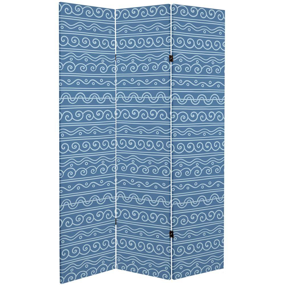 None Mediterranean Patterns 6 ft. Printed 3-Panel Room Divider