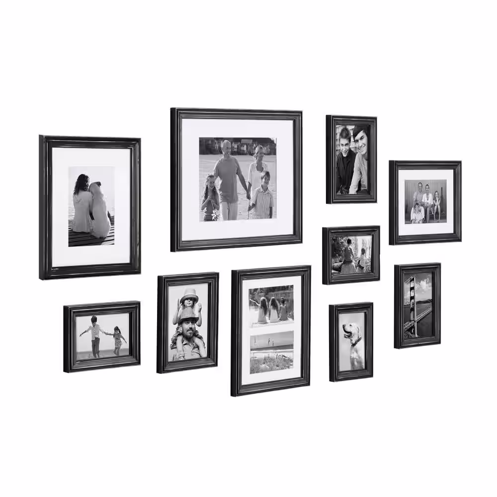Kate and Laurel Bordeaux Distressed Black Picture Frames (Set of 10)