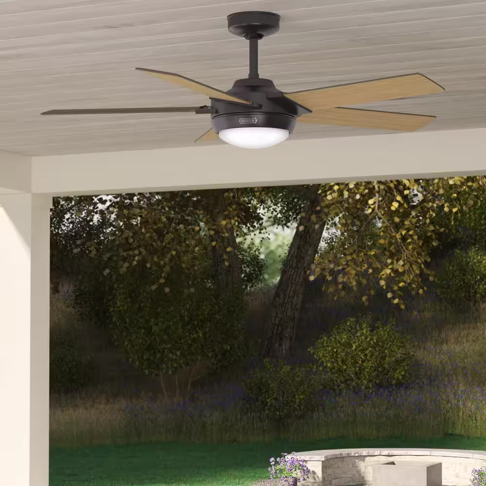 Hunter Byhalia 52 in. Indoor/Outdoor Noble Bronze Ceiling Fan with Light Kit and Remote Included