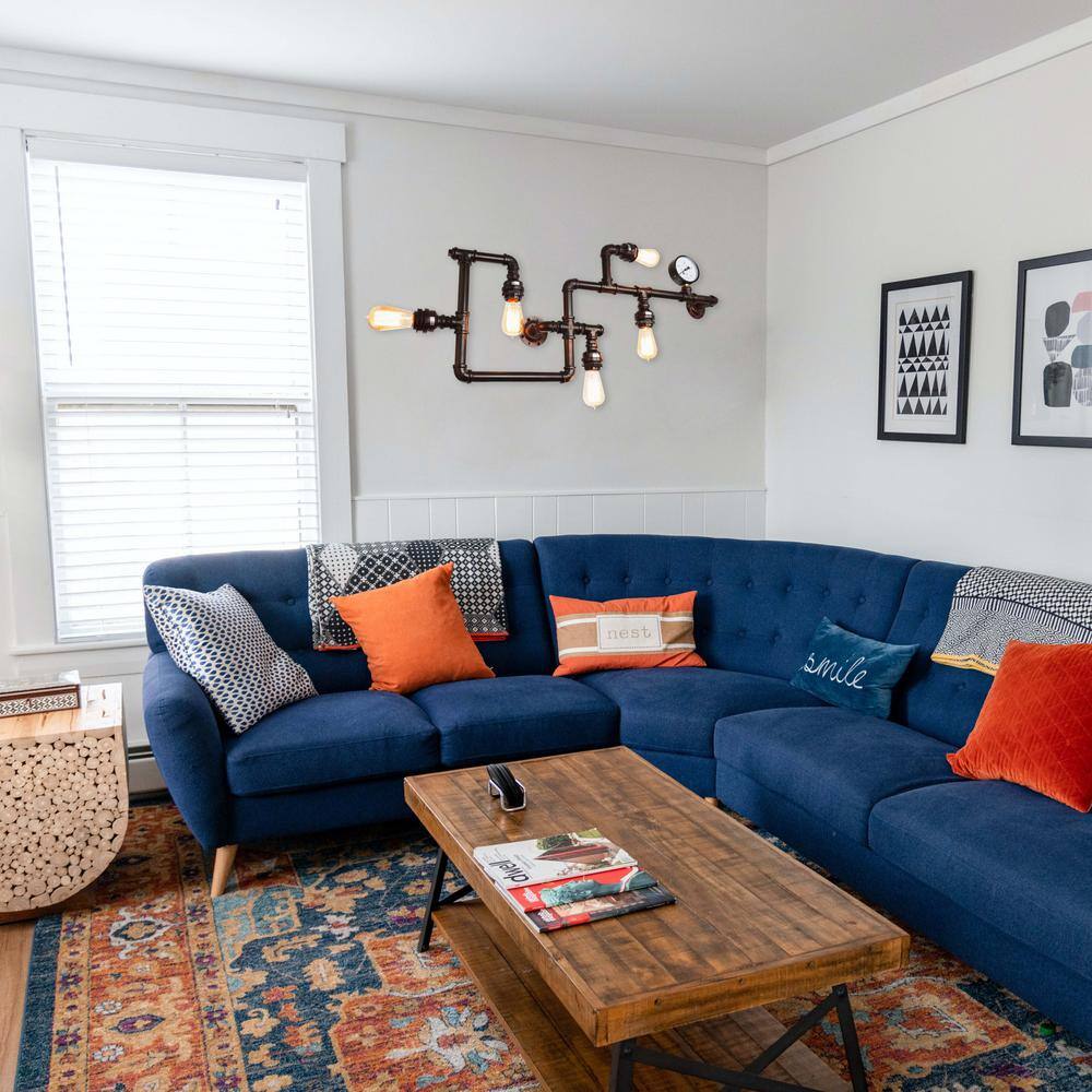 None 42 in. Vintage Inspired Pipe 5 Light Medium E26 Base Sockets Iron Rust Finish Waterpipe Wall Sconce