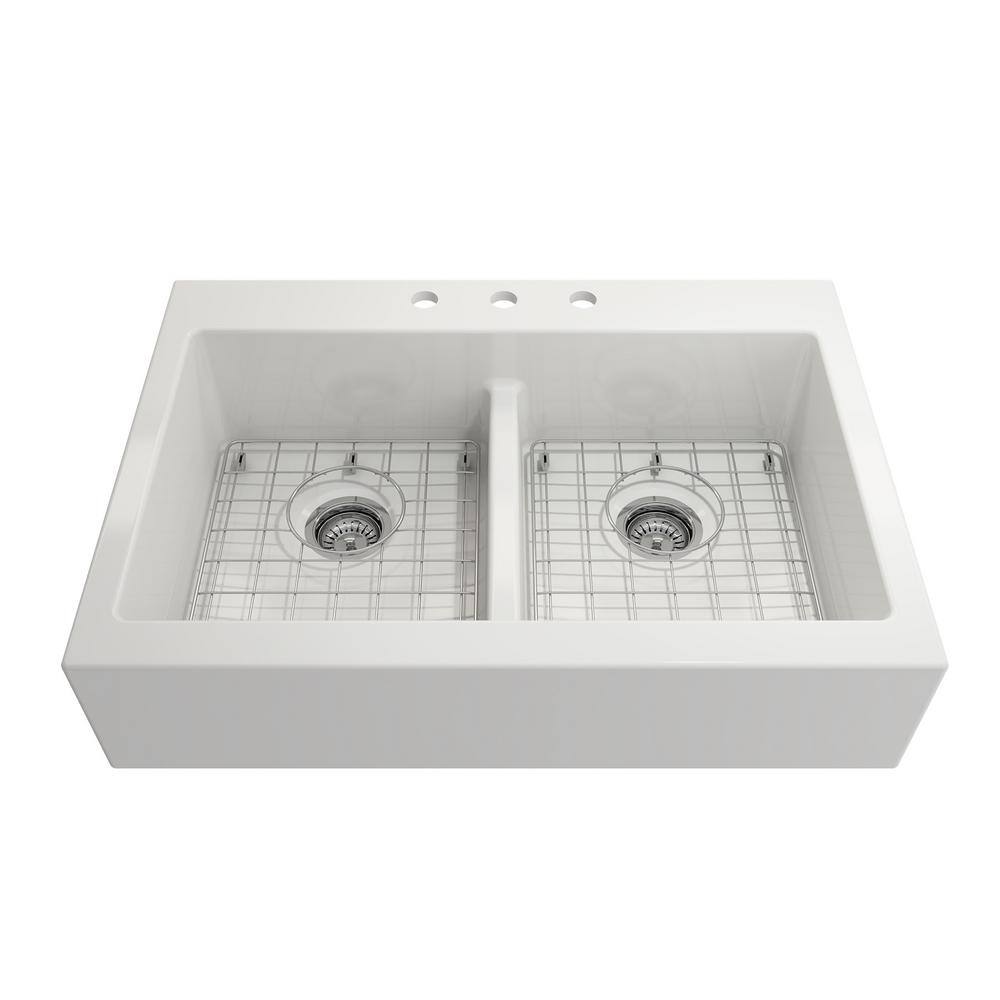 Glacier Bay 14.5 in. x 13.25 in. Sink Grid for 34 in. Apron Front Fireclay Double Bowl Kitchen Sink in Stainless Steel