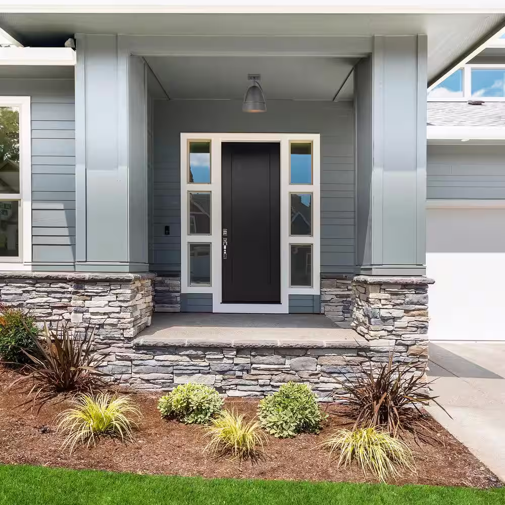 Designers Fountain Rue 9.5 in. 1-Light Black Modern Outdoor Semi Flush Mount Light with Dark Sky Metal Shade