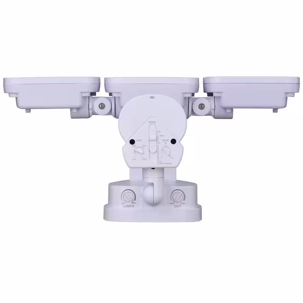 dualux White Integrated LED Motion Sensor Dusk to Dawn 3-Head Outdoor Security Flood Light - 240-Degree - 85 ft.