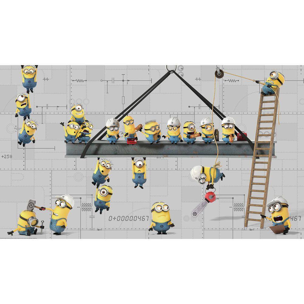 RoomMates Minions At Work Spray and Stick Removable Wall Mural, 10.5 ft x 6 ft, JL1329M