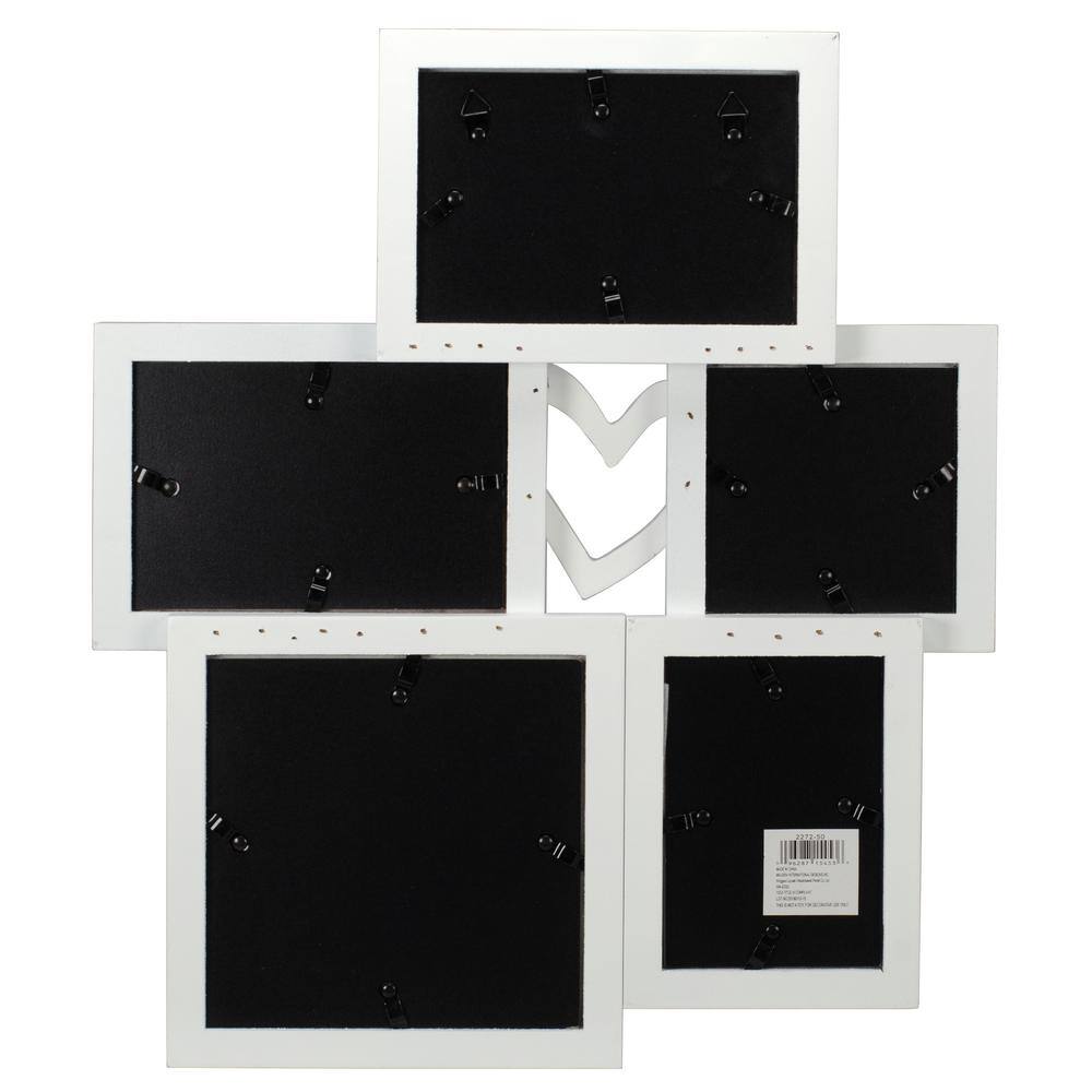 Malden International Designs 4 in. x 4 in./4 in. x 6 in. White 4-Op. Weathered Heart with Sentiment Collage Picture Frame