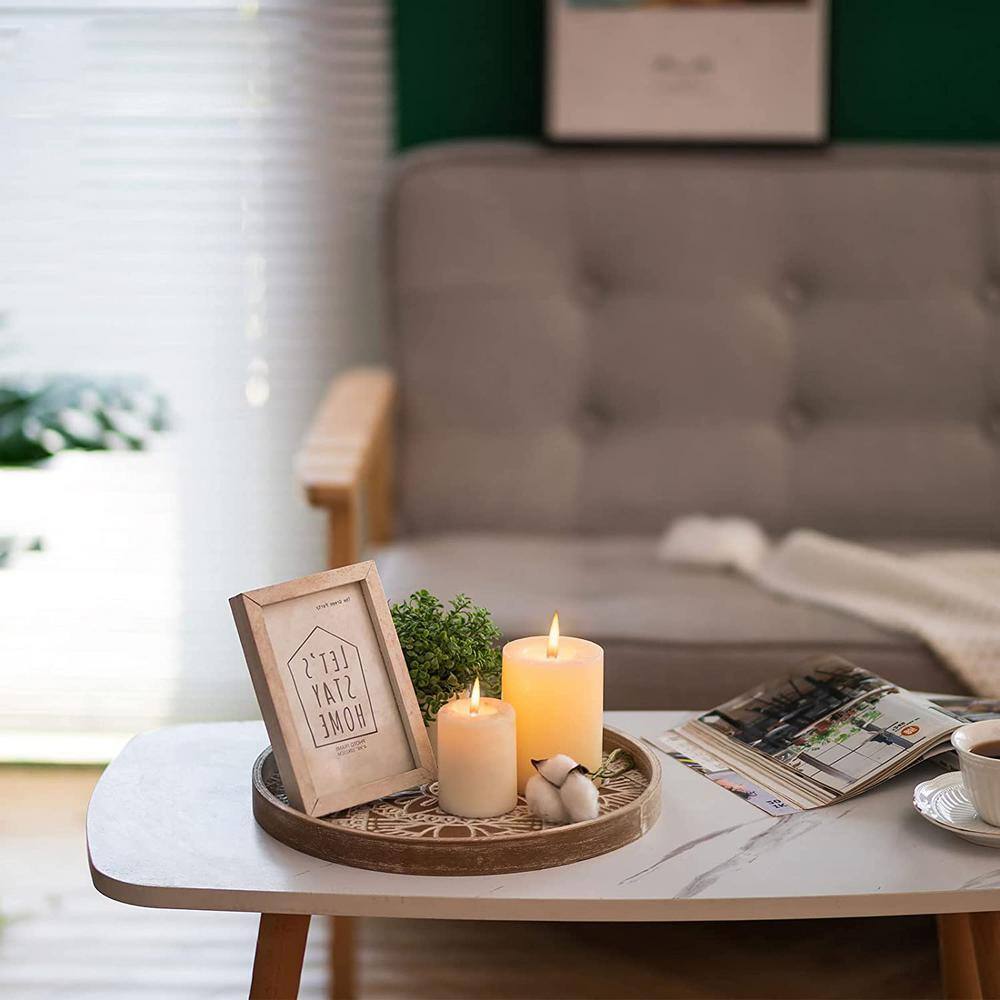 None 11.81 in. W Vintage Brown Round Wood Decorative Tray