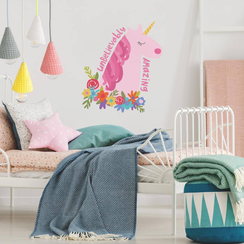 RoomMates Pink and Red and Blue Amazing Unicorn Giant Wall Decals