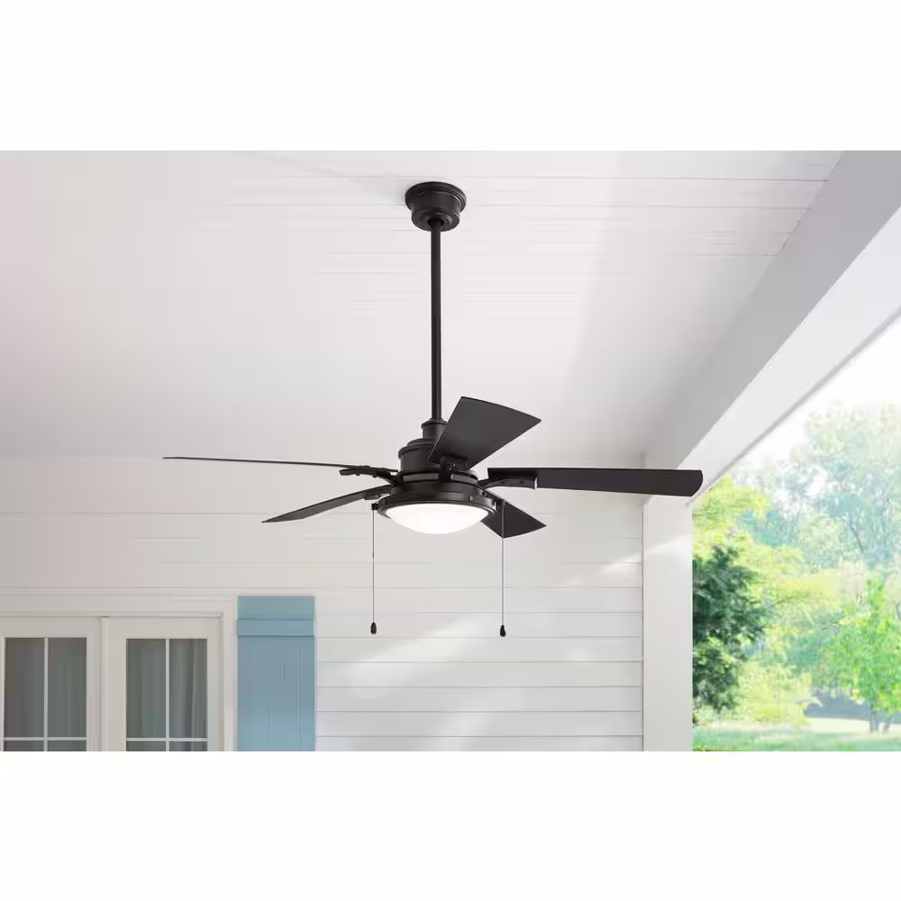 Home Decorators Collection Baxley Point 54 in. Integrated LED Indoor/Outdoor Matte Black Ceiling Fan with Light