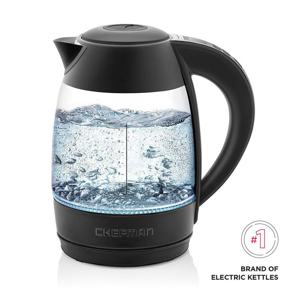 Chefman Digital Electric Glass Kettle, Matte Black, 1.8L