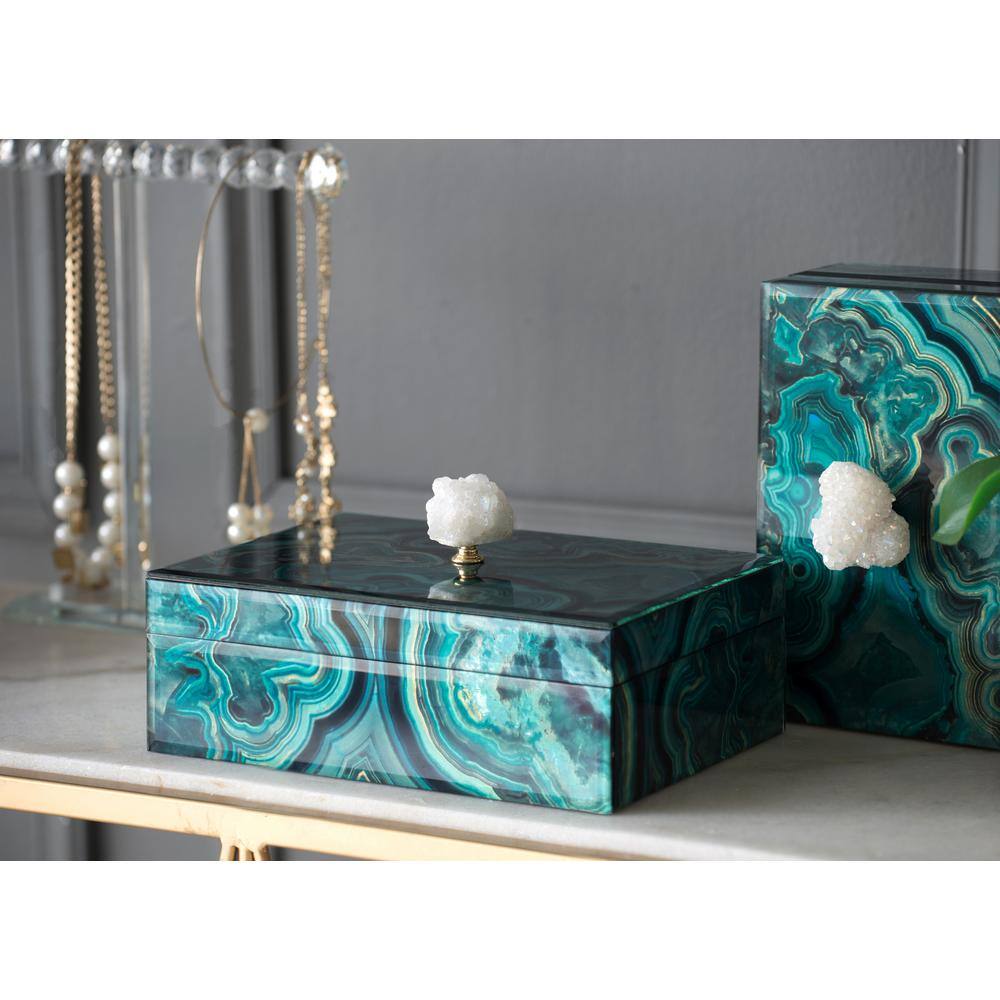 A & B Home Bethany Blue/Brown Large Marbled Box