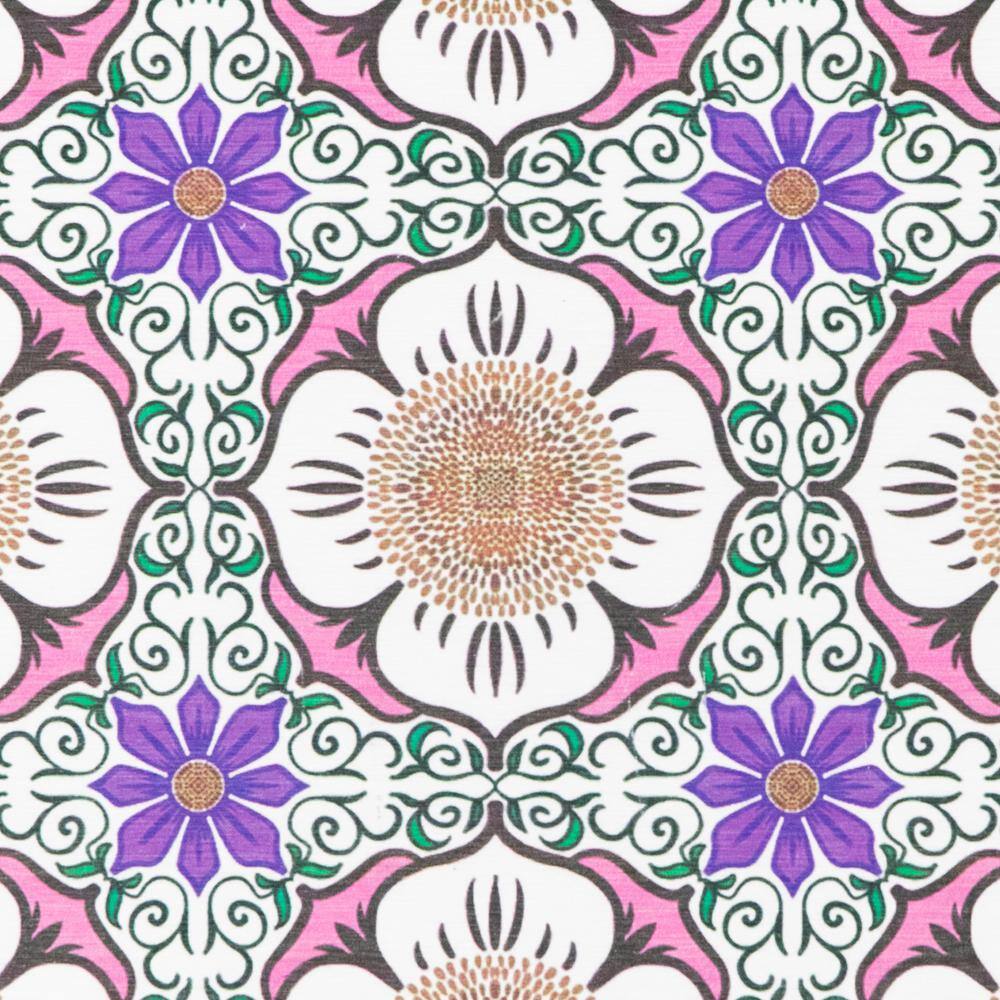 FloorPops Purple 15.35 in. x 23.62 in. Flower Stone Non Slip Bath Mat