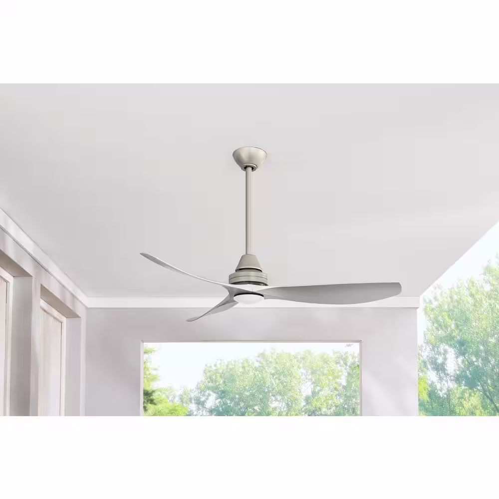 Home Decorators Collection Levanto 52 in. Integrated LED Indoor/Outdoor Brushed Nickel Ceiling Fan with Light Kit