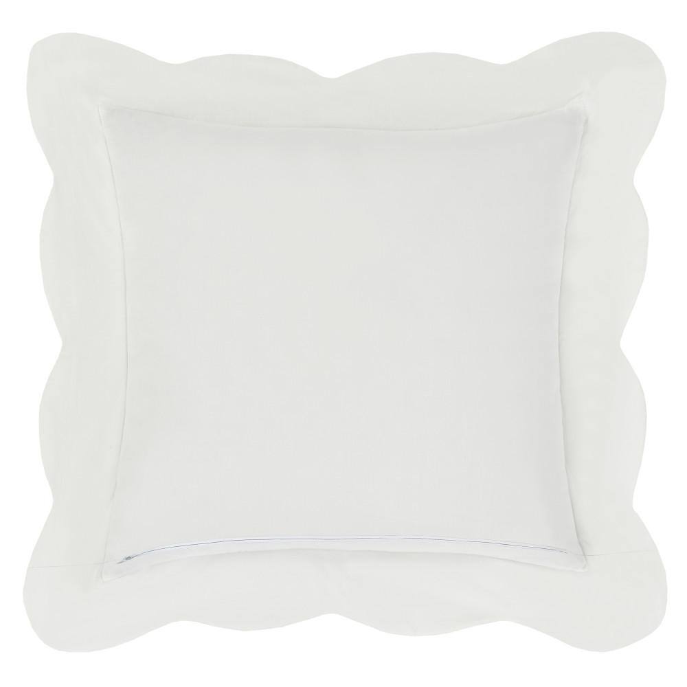 None Ashford White Cotton 20 in. Square Quilted Decorative 20 in. x 20 in. Throw Pillow