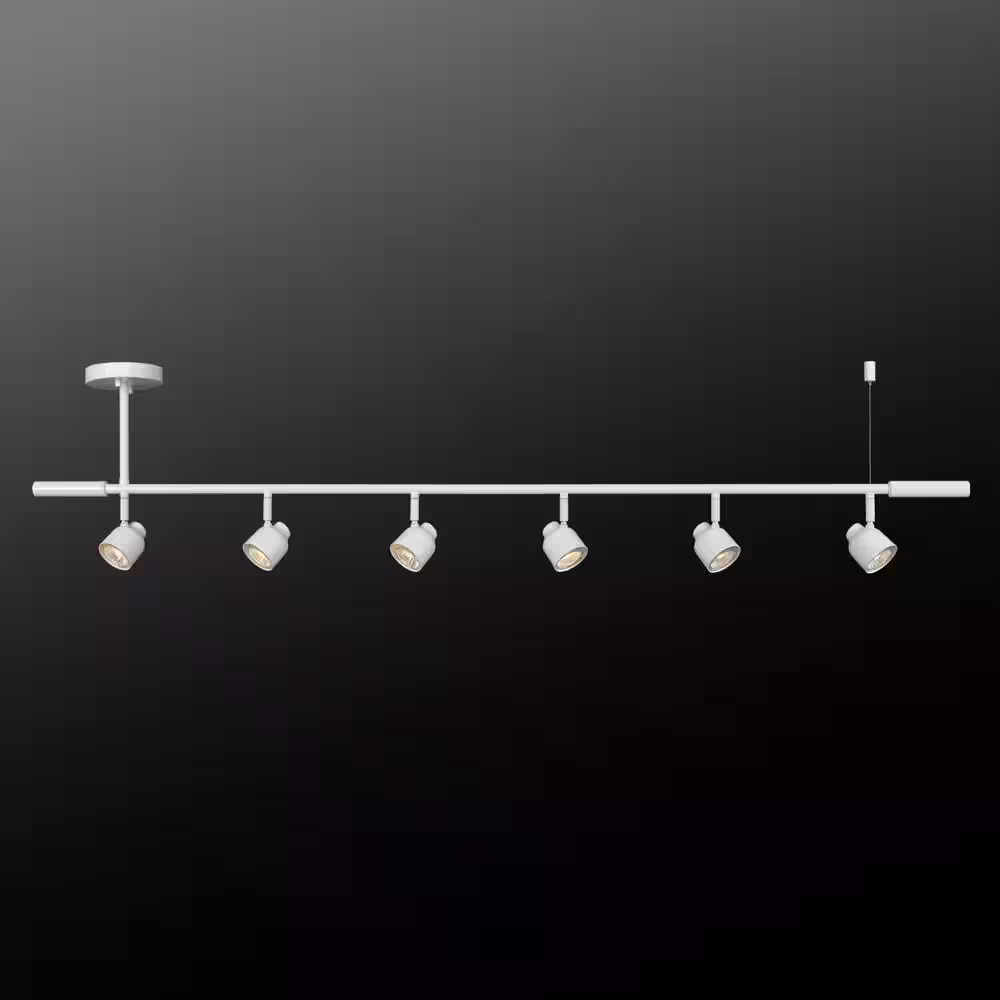 Globe Electric 4.7 ft. Matte White Adjustable Height Hard Wired Indoor Track Lighting Kit with Step Head