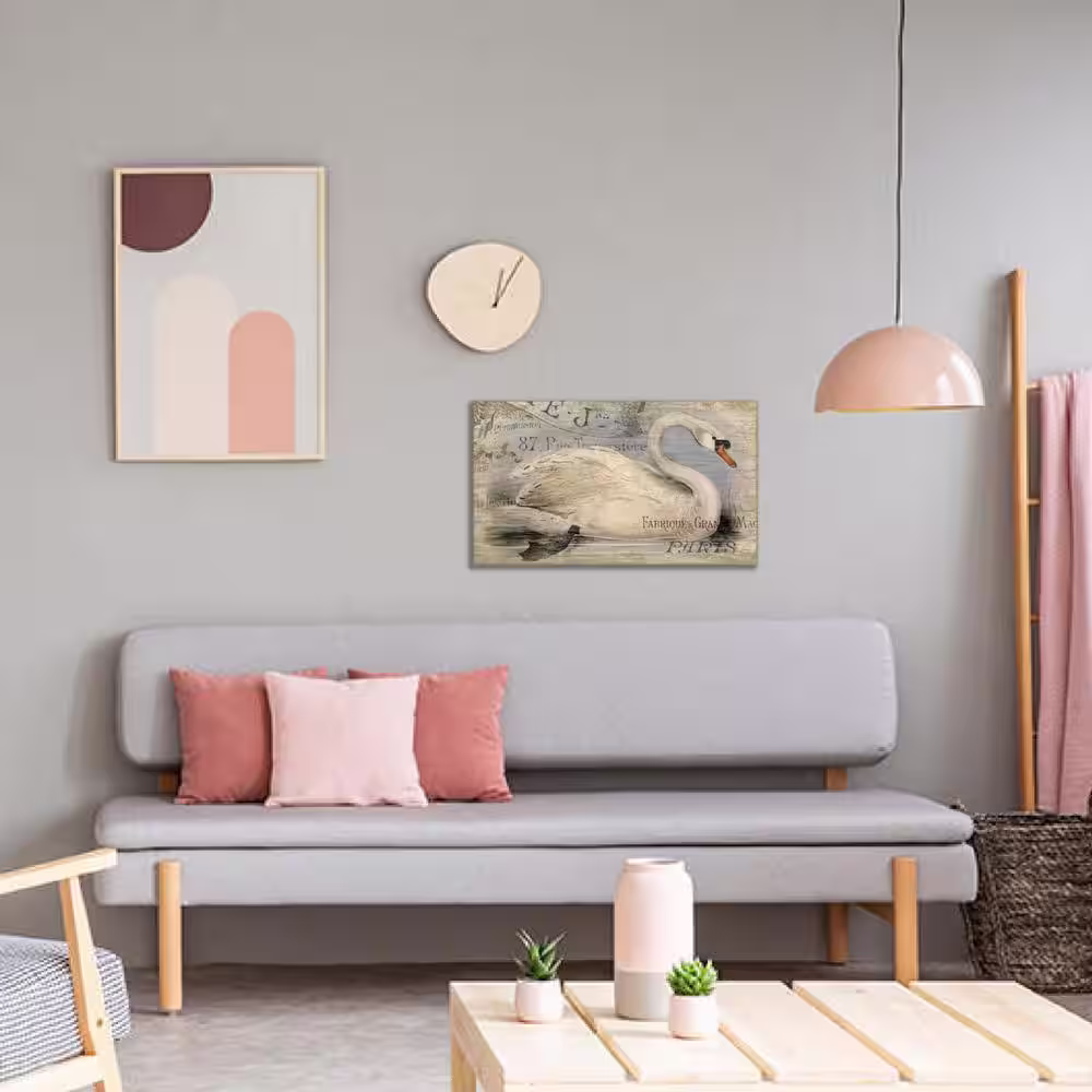 HomeRoots Charlie Vintage Look French Swan Large Wood Wall Art