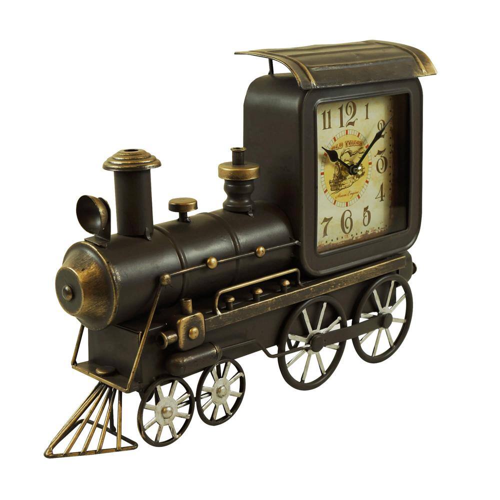 Peterson Artwares Distress Grey Vintage Metal Train Clock