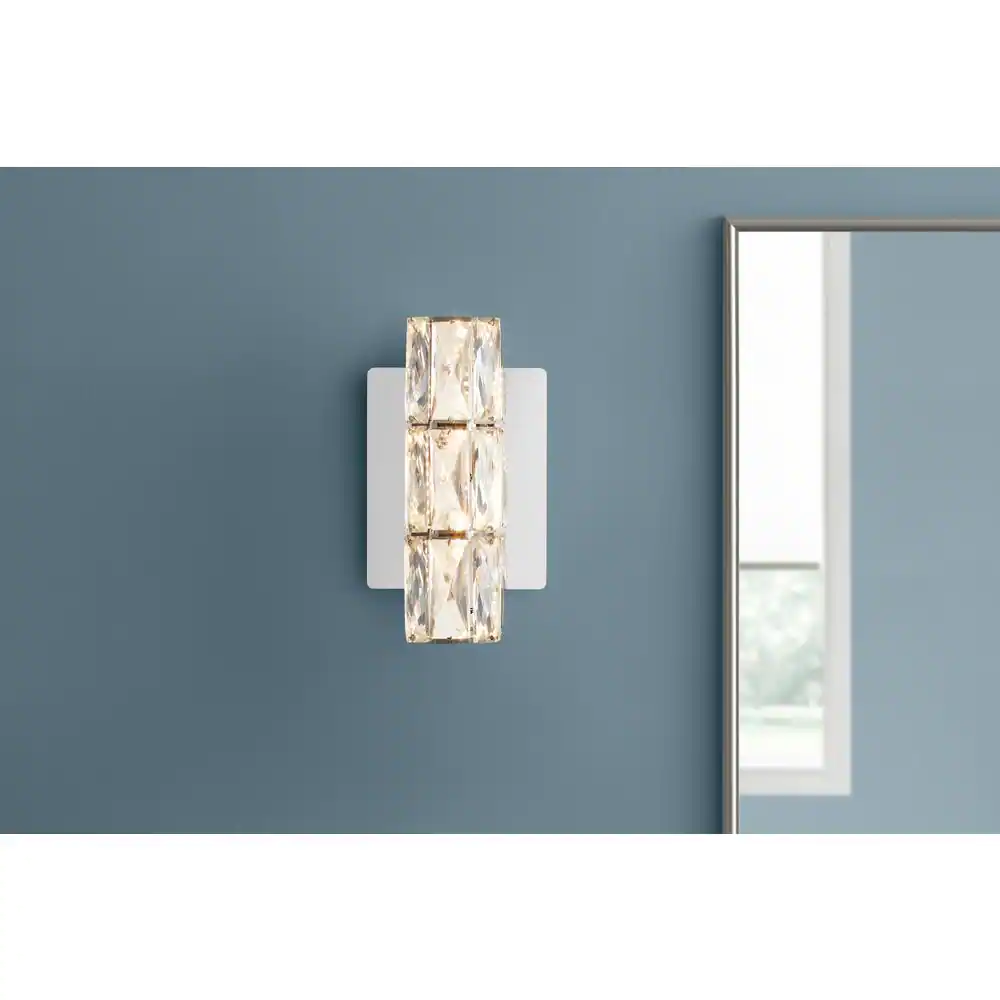 Home Decorators Collection Keighley Integrated LED Chrome and Crystal Indoor Wall Sconce Light Fixture