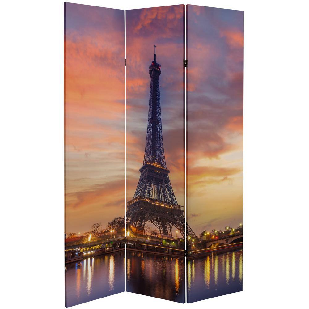 Oriental Furniture Eiffel Tower 6 ft. Printed 3-Panel Room Divider