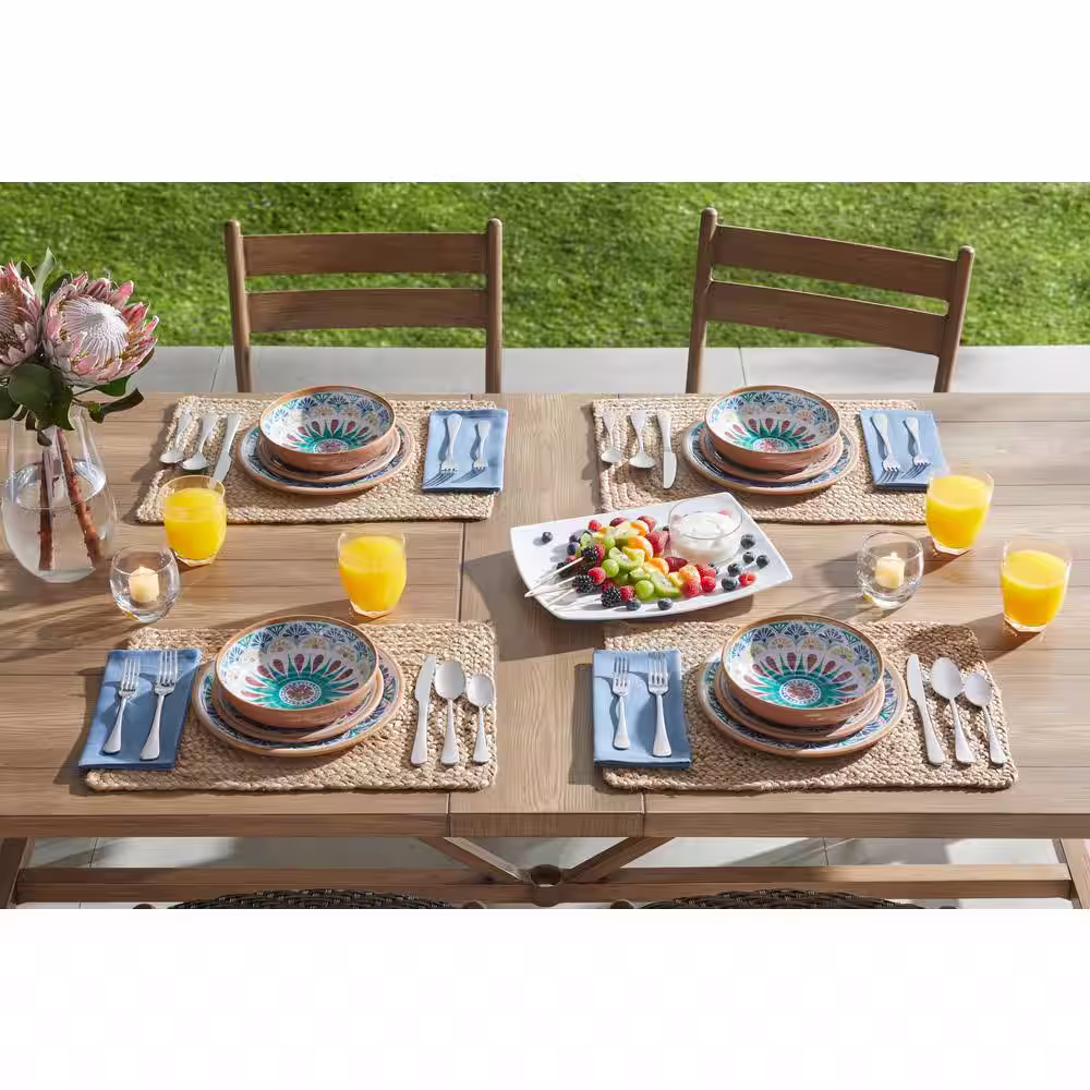 Home Decorators Collection Azria Melamine Dinner Plates in Multicolor Medallion (Set of 6)