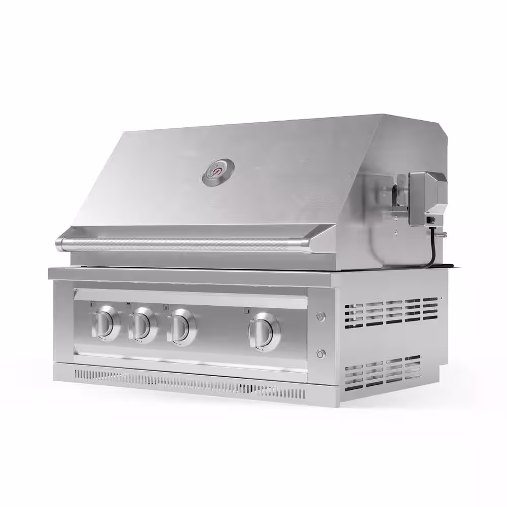 NewAge Products Outdoor Kitchen Natural Gas 6 Burners Stainless Steel Grill Cart with Platinum Grill and Dual Side Burner