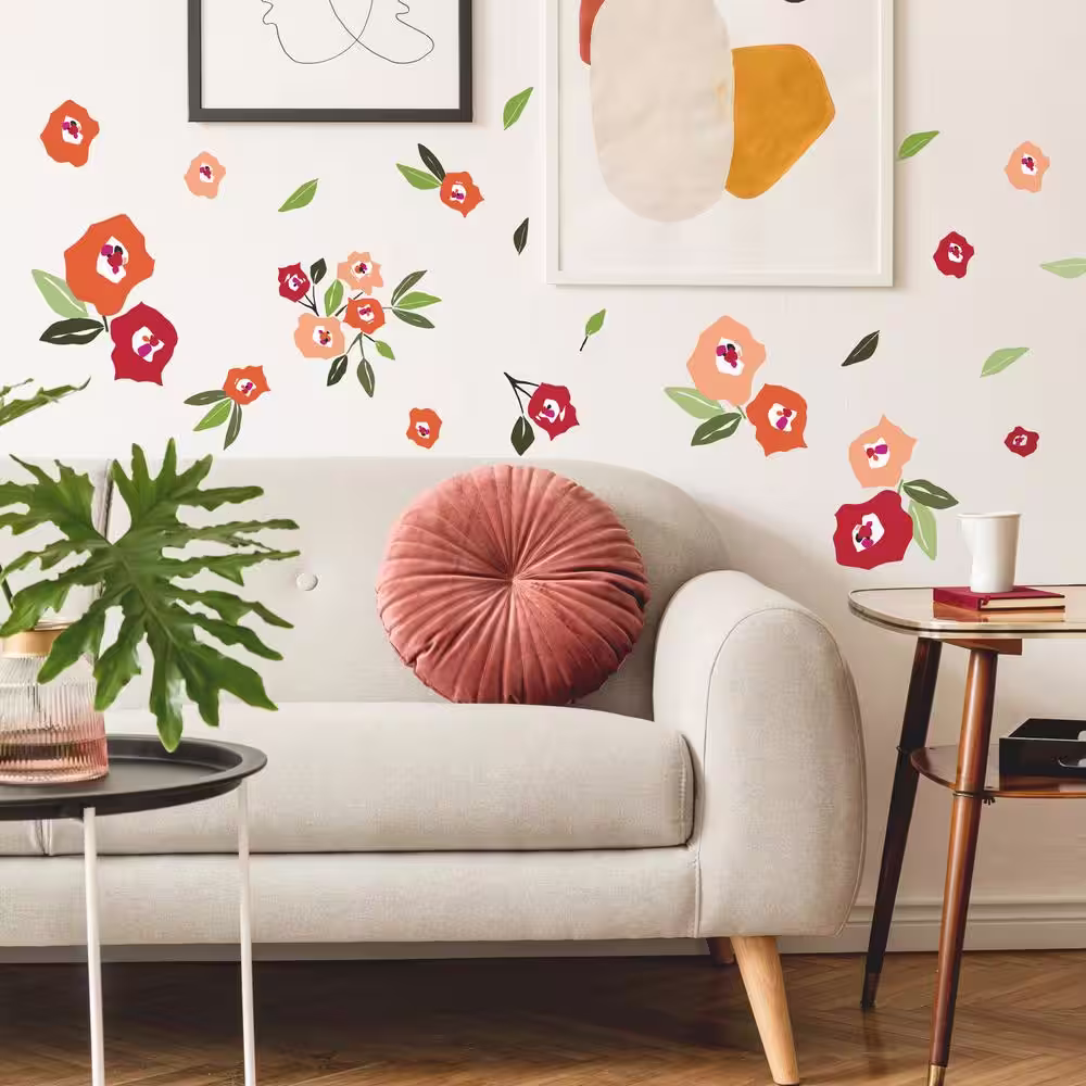 RoomMates Red and Orange and Green Jane Dixon Floral Wall Decals