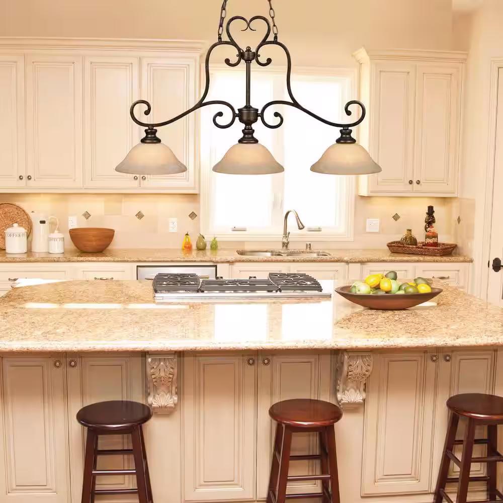 Golden Lighting Dalian Collection 3-Light Burnt Sienna Island Pendant