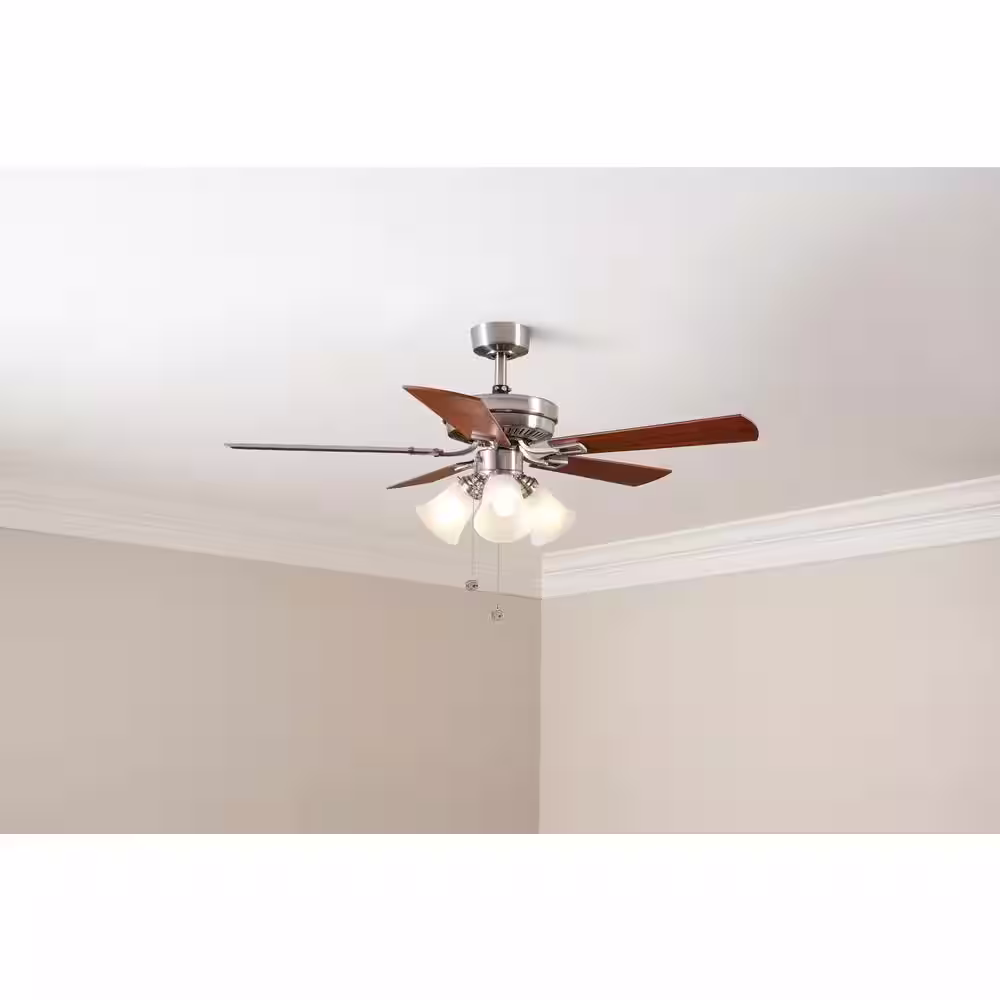 Hampton Bay Sinclair 44 in. LED Indoor Brushed Nickel Ceiling Fan with Light Kit