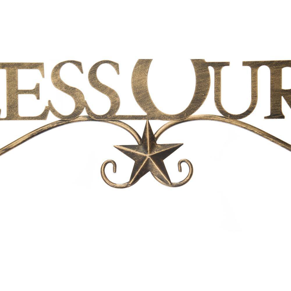 None God Bless Our Home Metal Gold Wall Decor