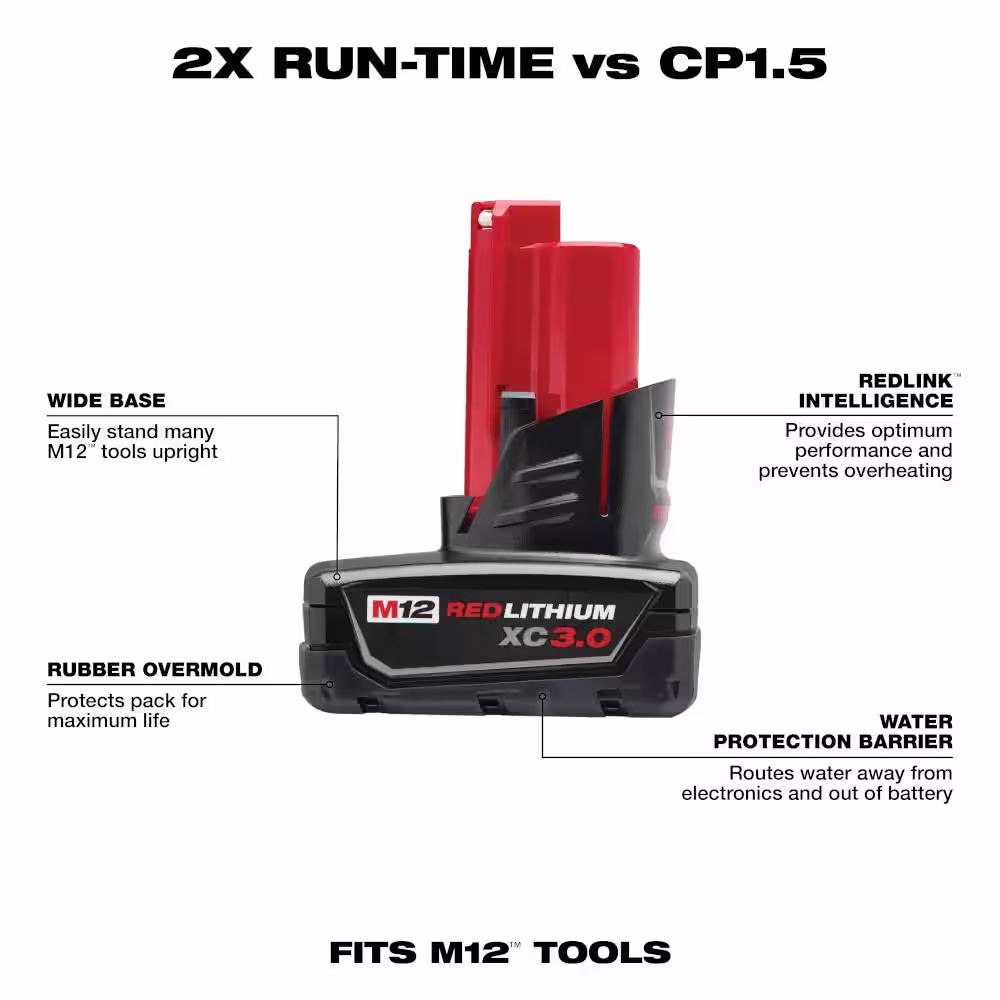 Milwaukee M12 12-Volt Lithium-Ion XC Extended Capacity 3.0 Ah Battery Pack (8-Pack)