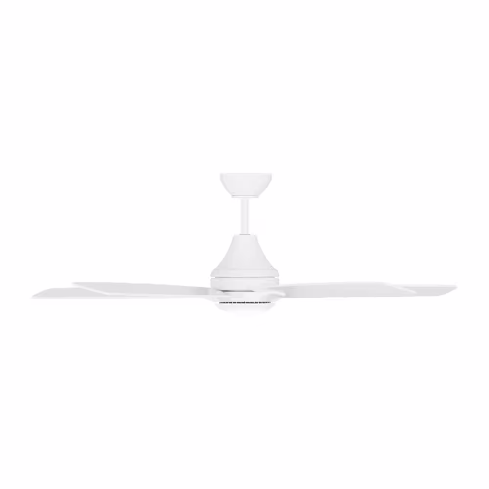 Generation Lighting Lowden 52 in. LED Indoor/Outdoor Matte White Ceiling Fan with Light Kit, Remote Control and Reversible Motor