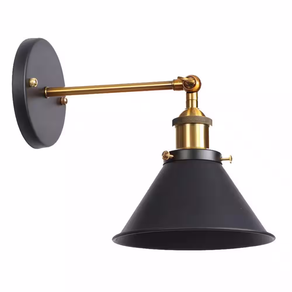aiwen 1-Light Black Sconce Hardwired Wall Lighting Fixture with Swing Arm