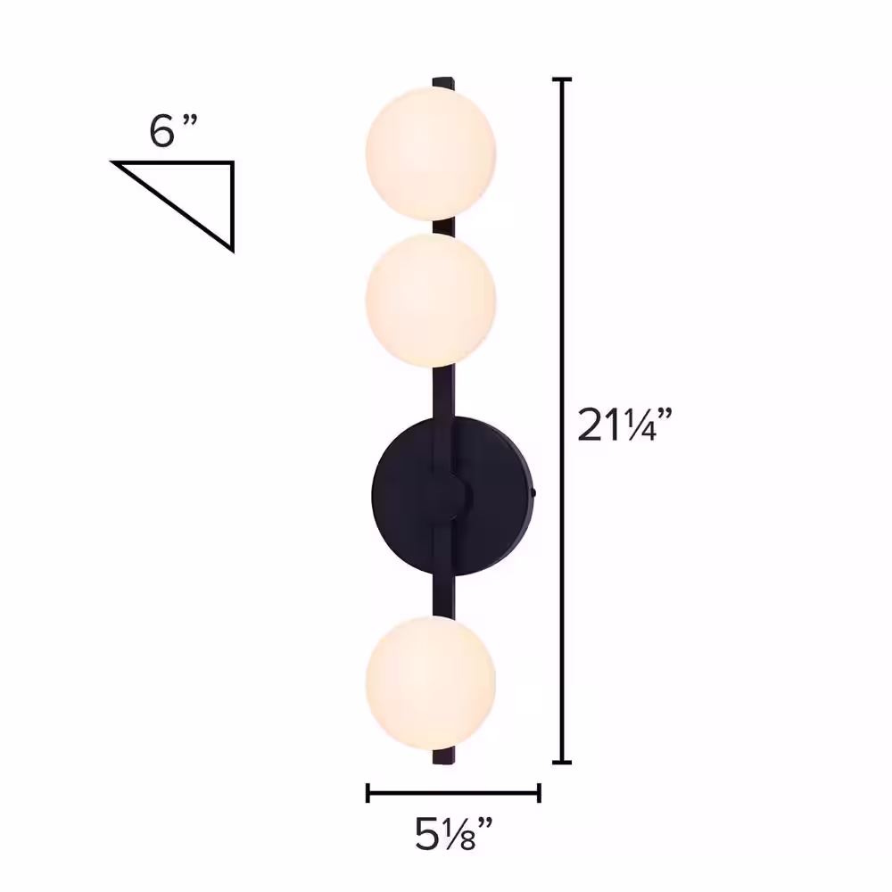CANARM Nylah 1.8 ft. 3-Light Matte Black Integrated LED Fixed Track Lighting Kit