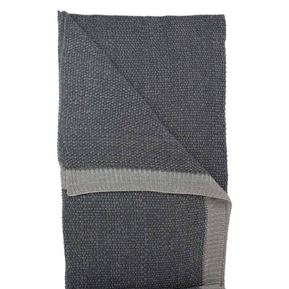 None Gray Knit Rectangular Throw Blanket 50 in. x 60 in.
