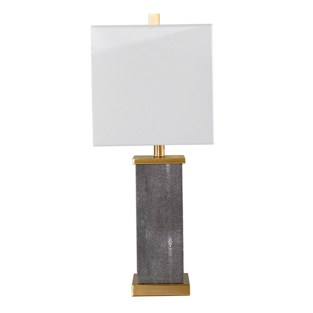 Southern Enterprises Laurier 24.25 in. Black Table Lamp with White Shade