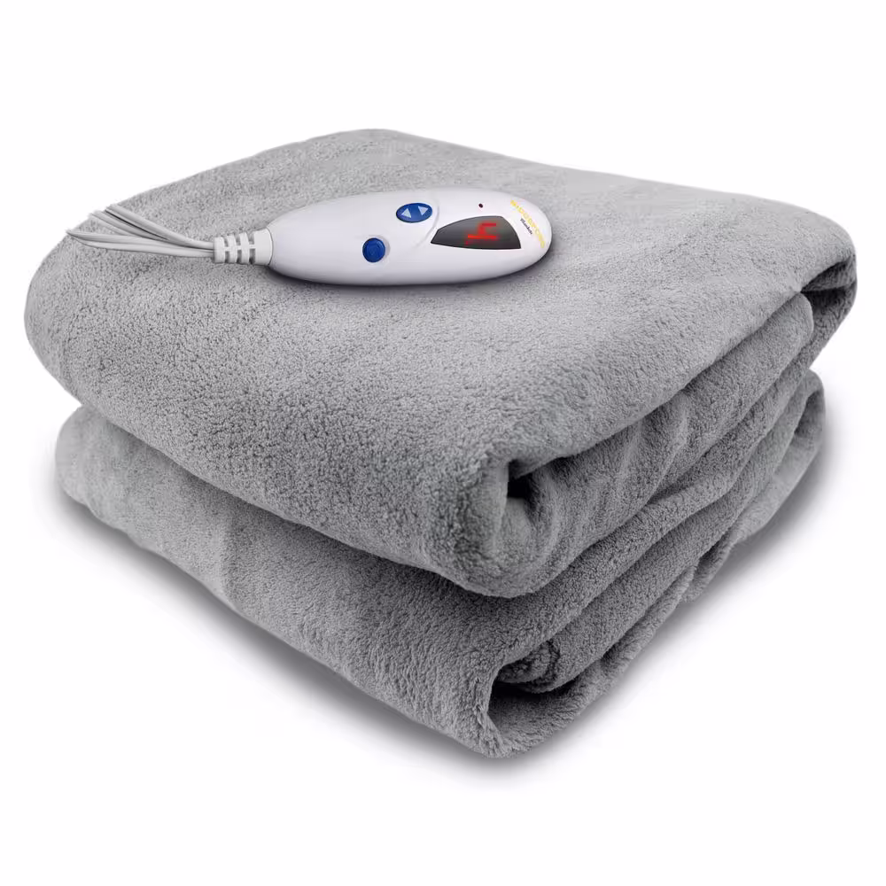 Biddeford Blankets 4460 Series Grey 50 in. x 62 in. Micro Plush Heated Throw