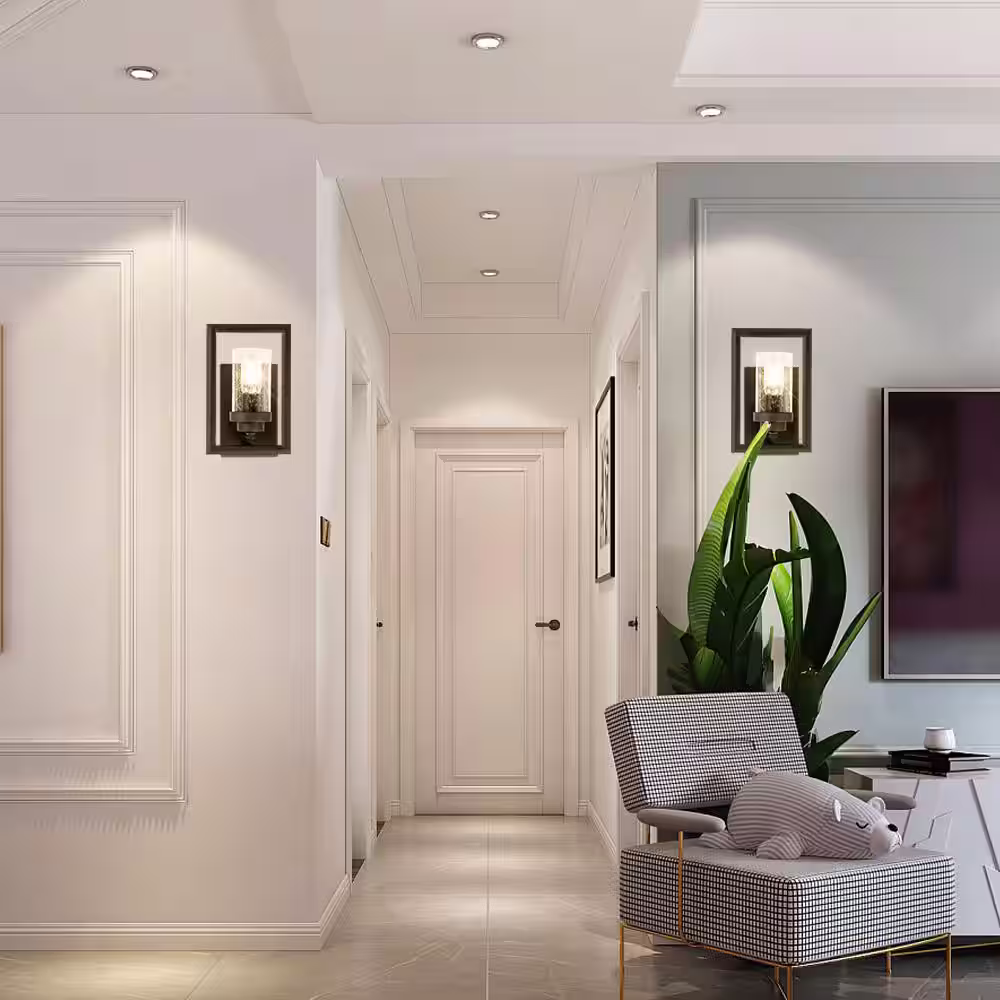 Maxax Houston 1-Light Antique Black Dimmable Candle Wall Light (Set of 2)