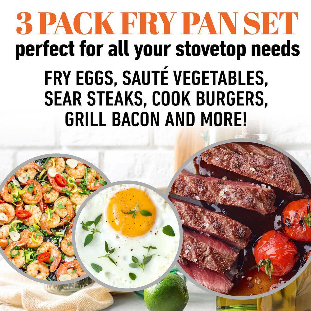 Gotham Steel 3-Piece Aluminum Ti-Ceramic Nonstick Frying Pan Set in Graphite (8 in., 10 in., and 12 in.)