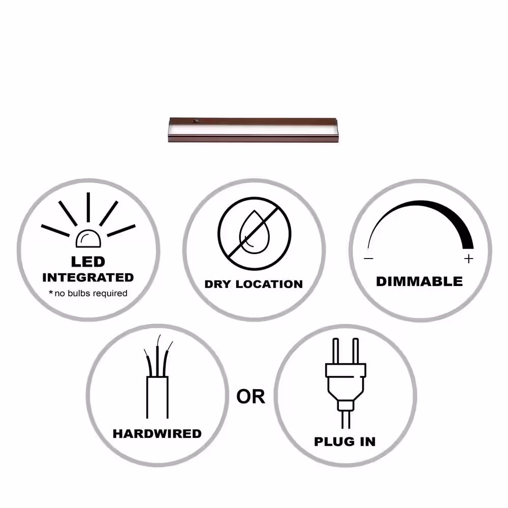 Bel Air Lighting Signature Hardwired or Plug-In 21 in. Bronze LED Undercabinet Light with High/Low Switch