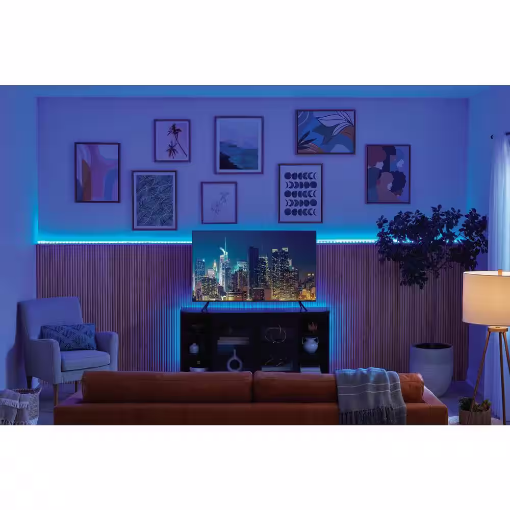 EcoSmart 16.4 ft. RGBW Color Changing Dimmable Linkable Plug-In LED Strip Light with Remote Control