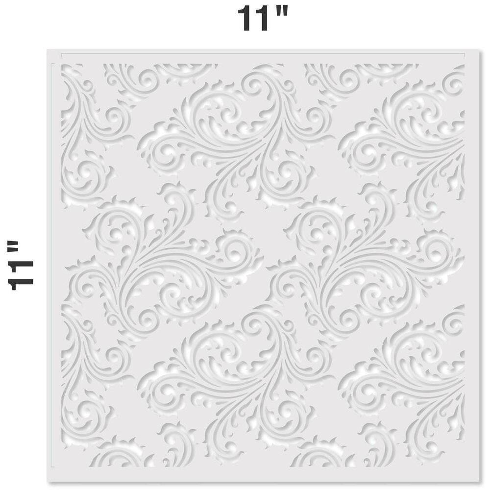 Designer Stencils Scroll Damask Stencil and Free Bonus Stencil