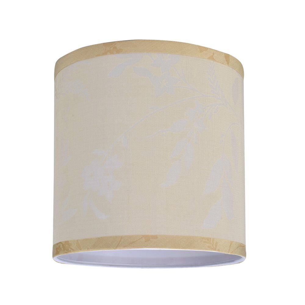 Aspen Creative Corporation 8 in. x 8 in. Off White and Floral Design Hardback Drum/Cylinder Lamp Shade