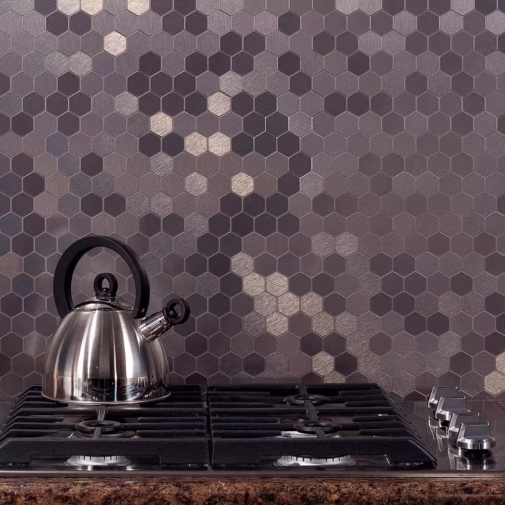 Aspect Honeycomb Matted 12 in. x 4 in. Brushed Stainless Metal Decorative Tile Backsplash (1 sq. ft.)